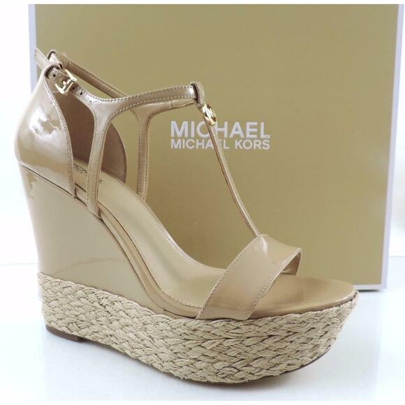 Michael Kors Shoes - Women's Shoes Michael Kors Kerri Wedge Platform Heels Sandal Nude Patent Size 10